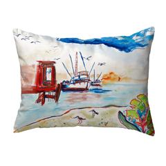 Dock & Shrimp Boat No Cord Pillow 16x20