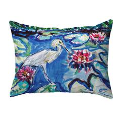Heron & Waterlilies No Cord Indoor/Outdoor Pillow 16x20