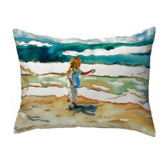 Girl at the Beach No Cord Pillow 16x20