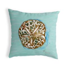 Sand Dollar - Teal No Cord Pillow 18x18