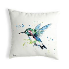 Green Hummingbird No Cord Pillow 18x18