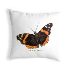 Red Admiral ButterFly No Cord Pillow 18x18