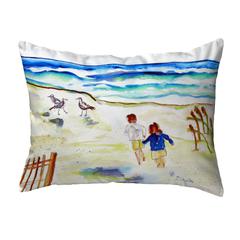 Running at the Beach No Cord Pillow 16x20