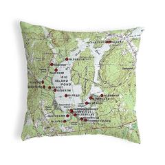 Big Island Pond, NH Nautical Map Noncorded Indoor/Outdoor Pillow 18x18