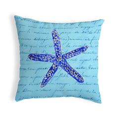 Blue Starfish No Cord Pillow 18x18