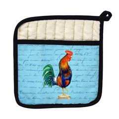 Blue Rooster Blue Script - Pot Holder