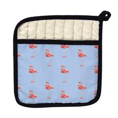 Tiled Flamingos on Blue Pot Holder