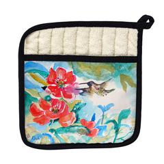 Hummingbird & Red - Flower Pot Holder