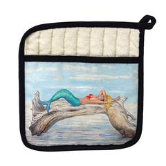 Mermaid on Log Right Pot Holder