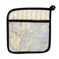 Savannah River and Wassaw Sound, GA Nautical Map Pot Holder