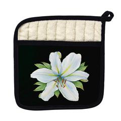 Casablanca Lily on Black Pot Holder