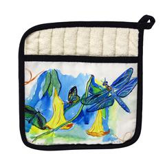 Yellow Bells & DragonFly Pot Holder