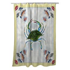 Blue Crab & Fish Shower Curtain