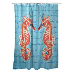 Coral Seahorse Shower Curtain