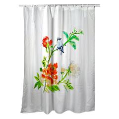 Blue Bird & Flowers Shower Curtain