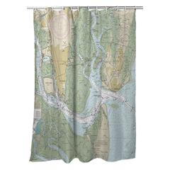 St Simons Sound, GA Nautical Map Shower Curtain