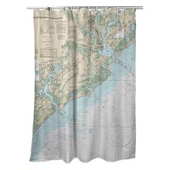 Charleston Harbor and Approaches, SC Nautical Map Shower Curtain