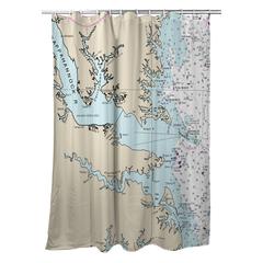 Chesapeake Bay, VA Nautical Map Shower Curtain
