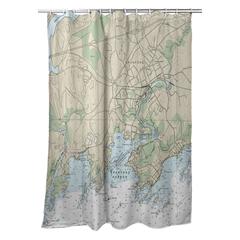 Branford Harbor, CT Nautical Map Shower Curtain