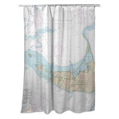 Nantucket Island, MA Nautical Map Shower Curtain