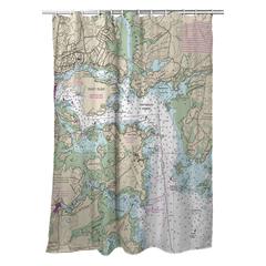Portsmouth Harbor, NH Nautical Map Shower Curtain