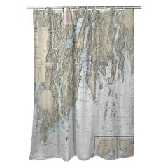 BoothBay, ME Nautical Map Shower Curtain