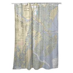Savannah River and Wassaw Sound, GA Nautical Map Shower Curtain