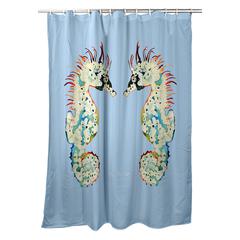 Betsy's Seahorses Light Blue Shower Curtain