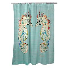 Aqua Betsy's Seahorses Shower Curtain