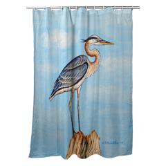 Blue Heron on Stump Shower Curtain