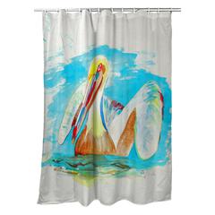Pelican in Teal Shower Curtain