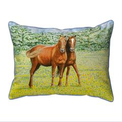 Two Horses Small Indoor/Outdoor Pillow 11x14