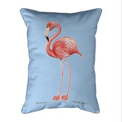 Flamingo Light Blue Background Small Corded Indoor/Outdoor Pillow 11x14