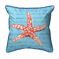 Coral Starfish Blue Small Indoor/Outdoor Pillow 12x12