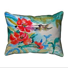 Hummingbird & Red Flower Small Indoor/Outdoor Pillow 11x14