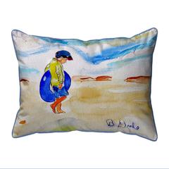 Boy & Innertube Small Indoor/Outdoor Pillow 11x14