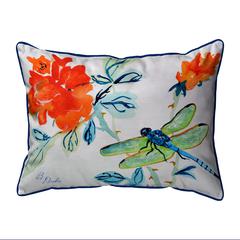 Dragonfly & Red Flower Small Indoor/Outdoor Pillow 11x14