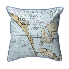 Anna Maria Island, FL Nautical Map Small Corded Indoor/Outdoor Pillow 12x12