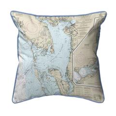 Charlotte Harbor, FL Nautical Map Small Corded Indoor/Outdoor Pillow 12x12