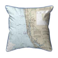 Naples Bay, FL Nautical Map Small Corded Indoor/Outdoor Pillow 12x12