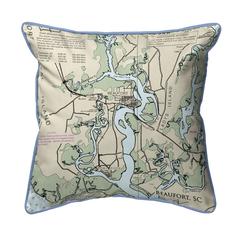 Beaufort - Detail, SC Nautical Map Small Corded Indoor/Outdoor Pillow 12x12