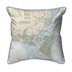 Cape Fear, NC Nautical Map Small Corded Indoor/Outdoor Pillow 12x12