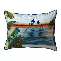 Two Bikers Small Indoor/Outdoor Pillow 11x14