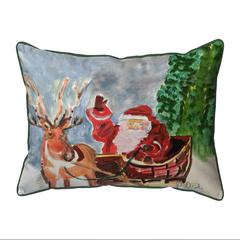 Reindeer & Santa Small Indoor/Outdoor Pillow 11x14