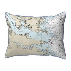 Chesapeake Bay, VA Nautical Map Small Corded Indoor/Outdoor Pillow 11x14