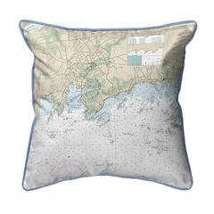 Branford Harbor - Indian Neck, CT Nautical Map Small Corded Indoor/Outdoor Pillow 12x12