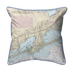 Block Island Sound - Quonochontaug, RI Nautical Map Small Corded Indoor/Outdoor Pillow 12x12