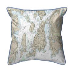 Narragansett Bay, RI Nautical Map Small Corded Indoor/Outdoor Pillow 11x14