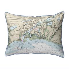 Bass River, MA Nautical Map Small Corded Indoor/Outdoor Pillow 11x14