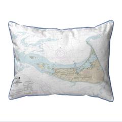 Nantucket Island, MA Nautical Map Small Corded Indoor/Outdoor Pillow 11x14